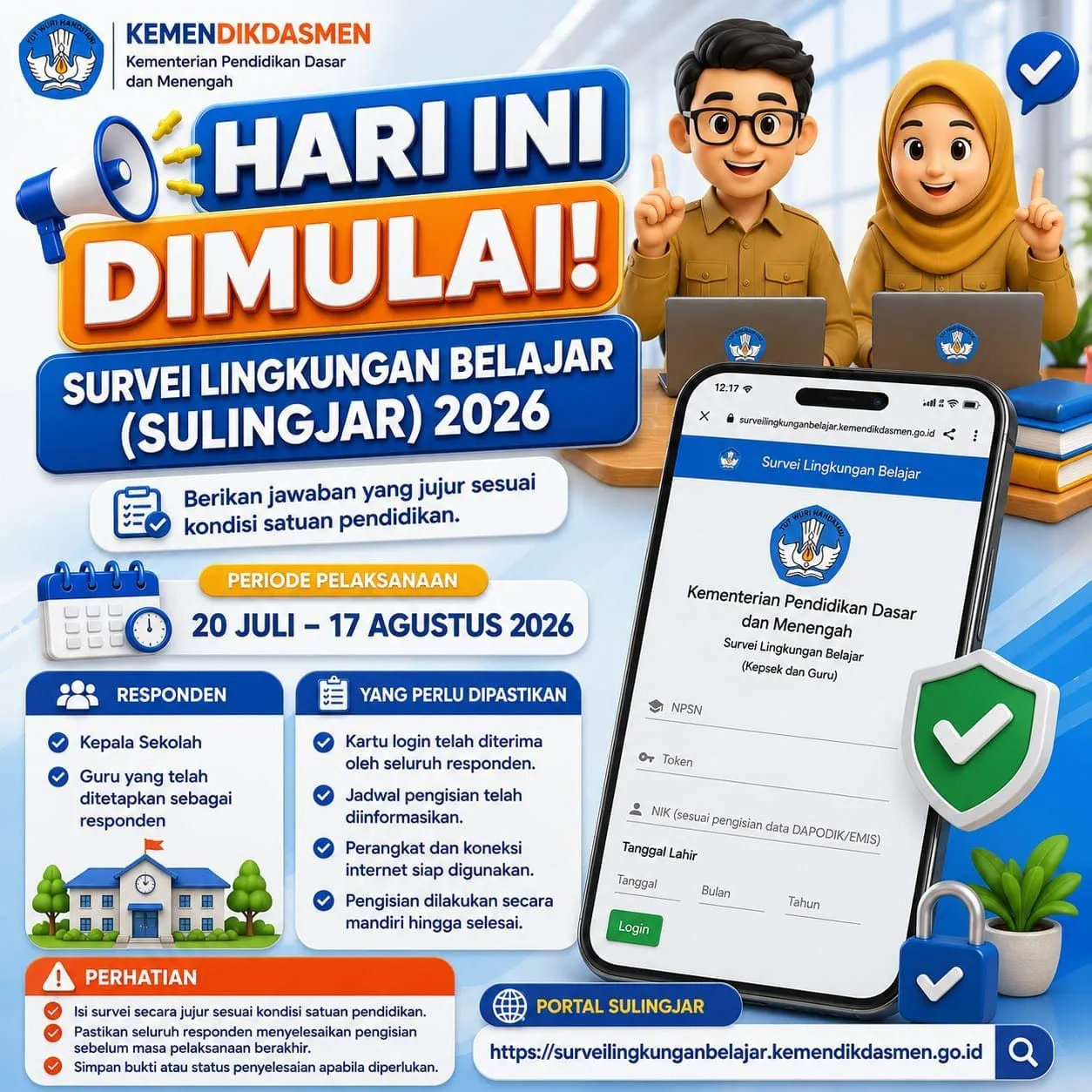 Poster pengumuman: Survei Lingkungan Belajar (Sulingjar) 2026