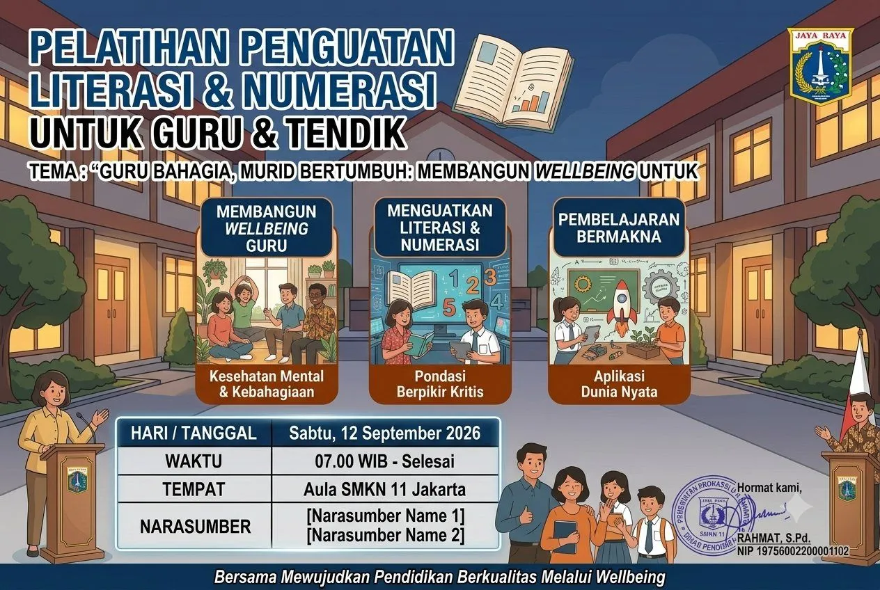 Poster pengumuman: Pelatihan guru dan tendik: penguatan literasi dan numerasi